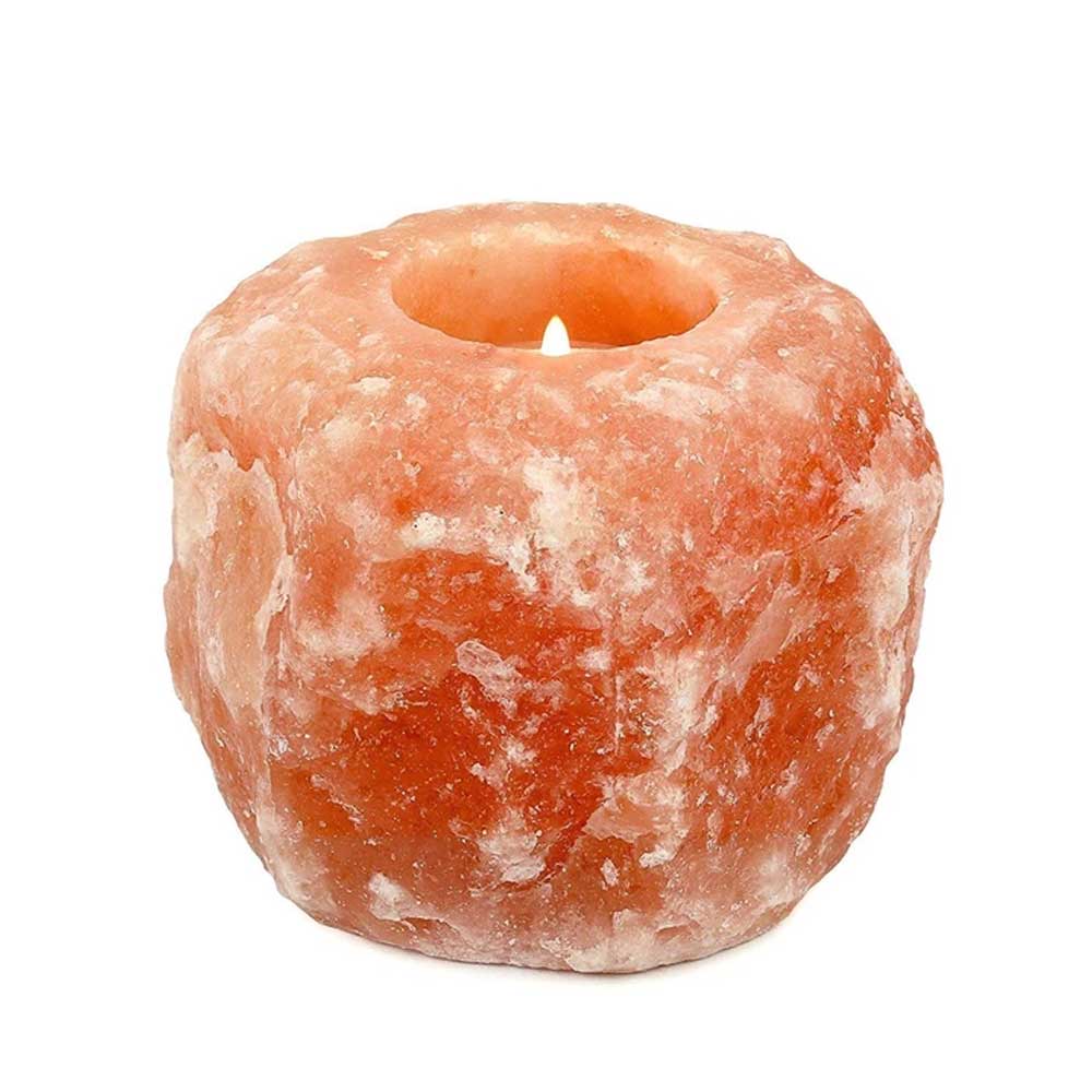 Himalayan Pink Salt Tea Light Holder by Pride of India – Salt Candle Holder – Room Décor Item – Great for Creating an Ambiance – Ideal for Home & Spa Uses – Natural Shape - All - N - 1