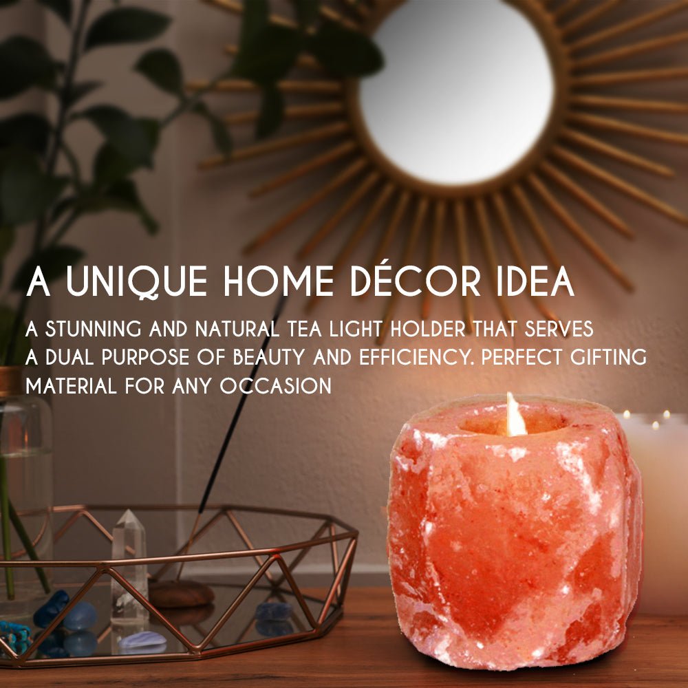 Himalayan Pink Salt Tea Light Holder by Pride of India – Salt Candle Holder – Room Décor Item – Great for Creating an Ambiance – Ideal for Home & Spa Uses – Natural Shape - All - N - 1
