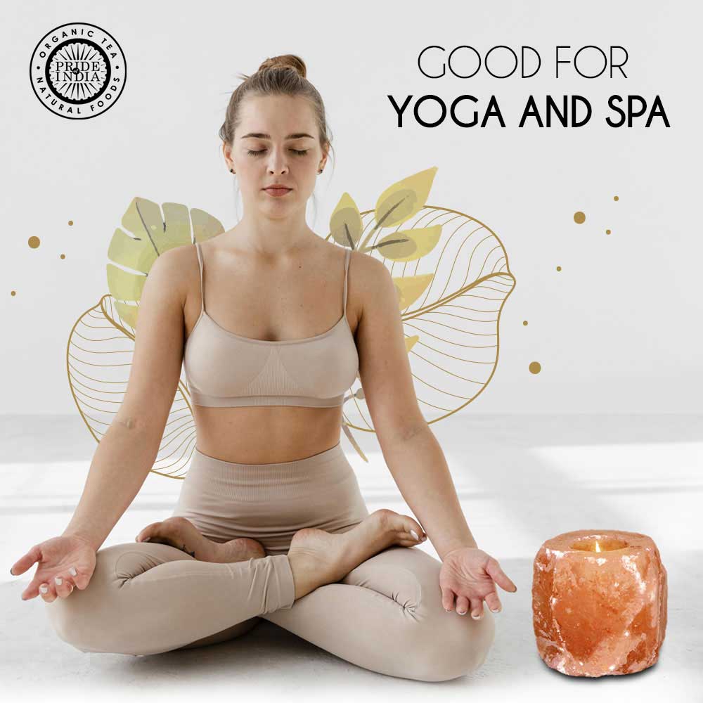 Himalayan Pink Salt Tea Light Holder by Pride of India – Salt Candle Holder – Room Décor Item – Great for Creating an Ambiance – Ideal for Home & Spa Uses – Natural Shape - All - N - 1