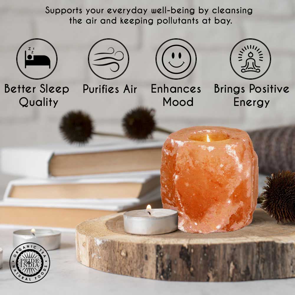 Himalayan Pink Salt Tea Light Holder by Pride of India – Salt Candle Holder – Room Décor Item – Great for Creating an Ambiance – Ideal for Home & Spa Uses – Natural Shape - All - N - 1