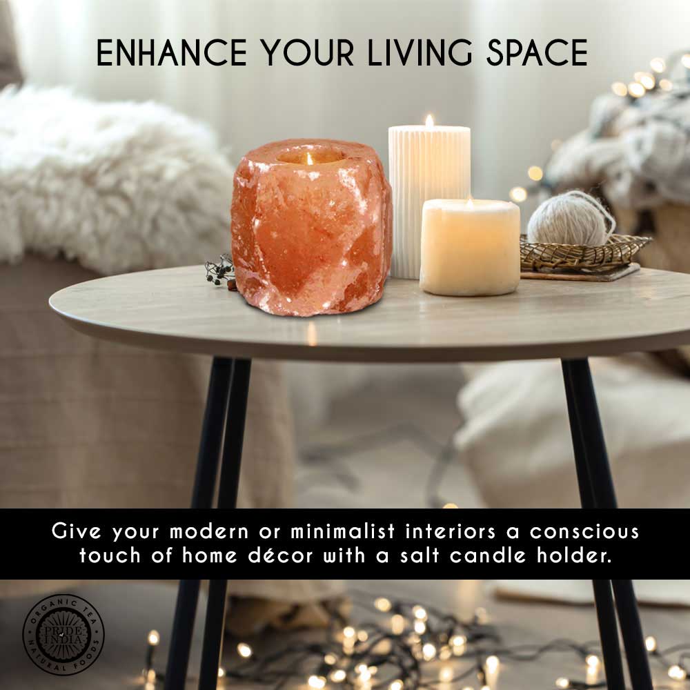 Himalayan Pink Salt Tea Light Holder by Pride of India – Salt Candle Holder – Room Décor Item – Great for Creating an Ambiance – Ideal for Home & Spa Uses – Natural Shape - All - N - 1