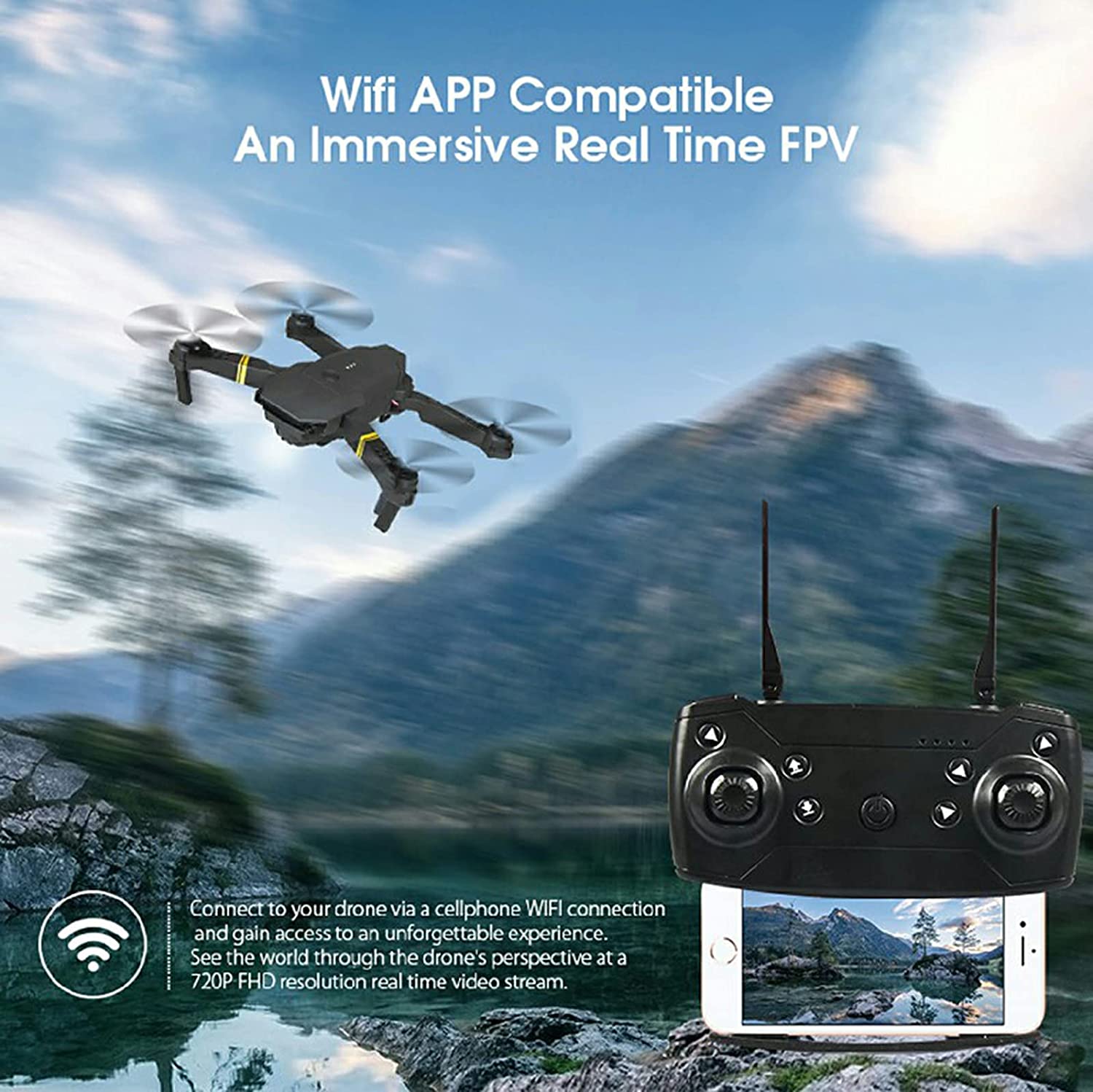 4K HD Dual Camera RC FPV WiFi Portable Wide Angle Foldable Quadcopter Drone - All - N - 1