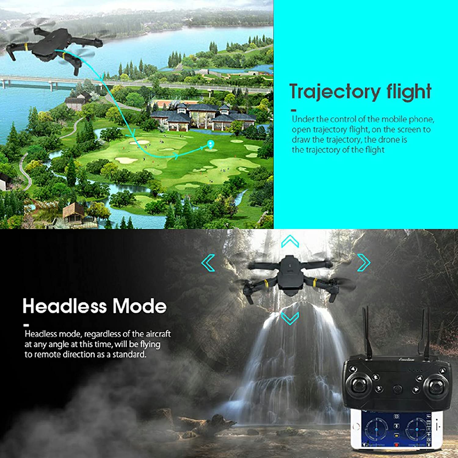4K HD Dual Camera RC FPV WiFi Portable Wide Angle Foldable Quadcopter Drone - All - N - 1