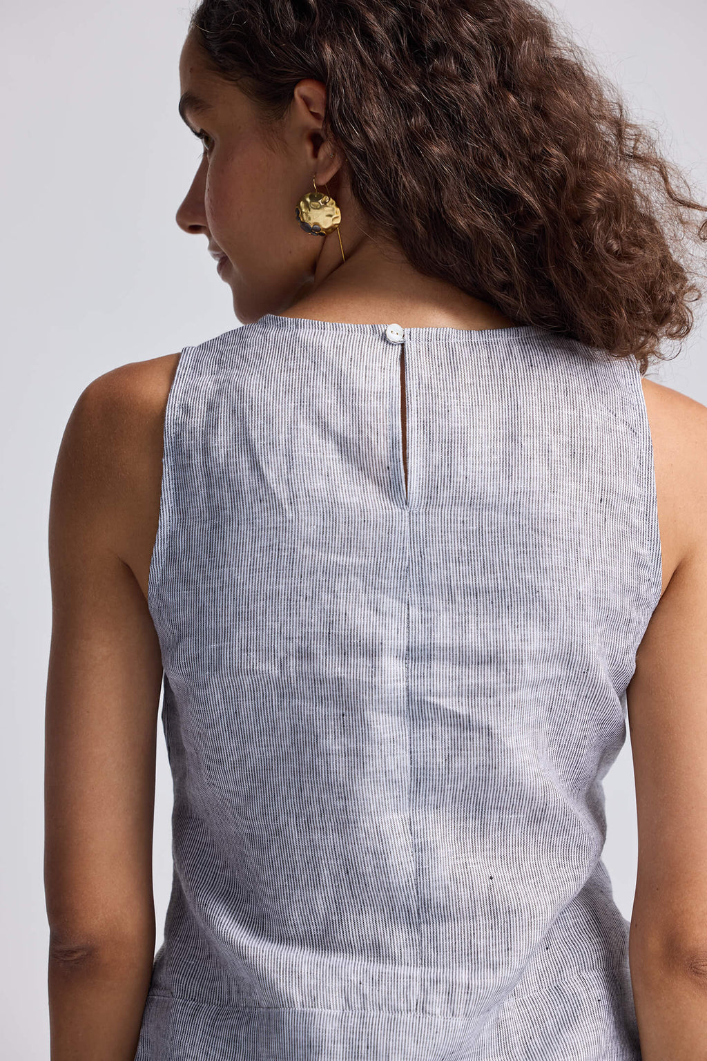 Front - tie Top in Linen Stripes - All - N - 1
