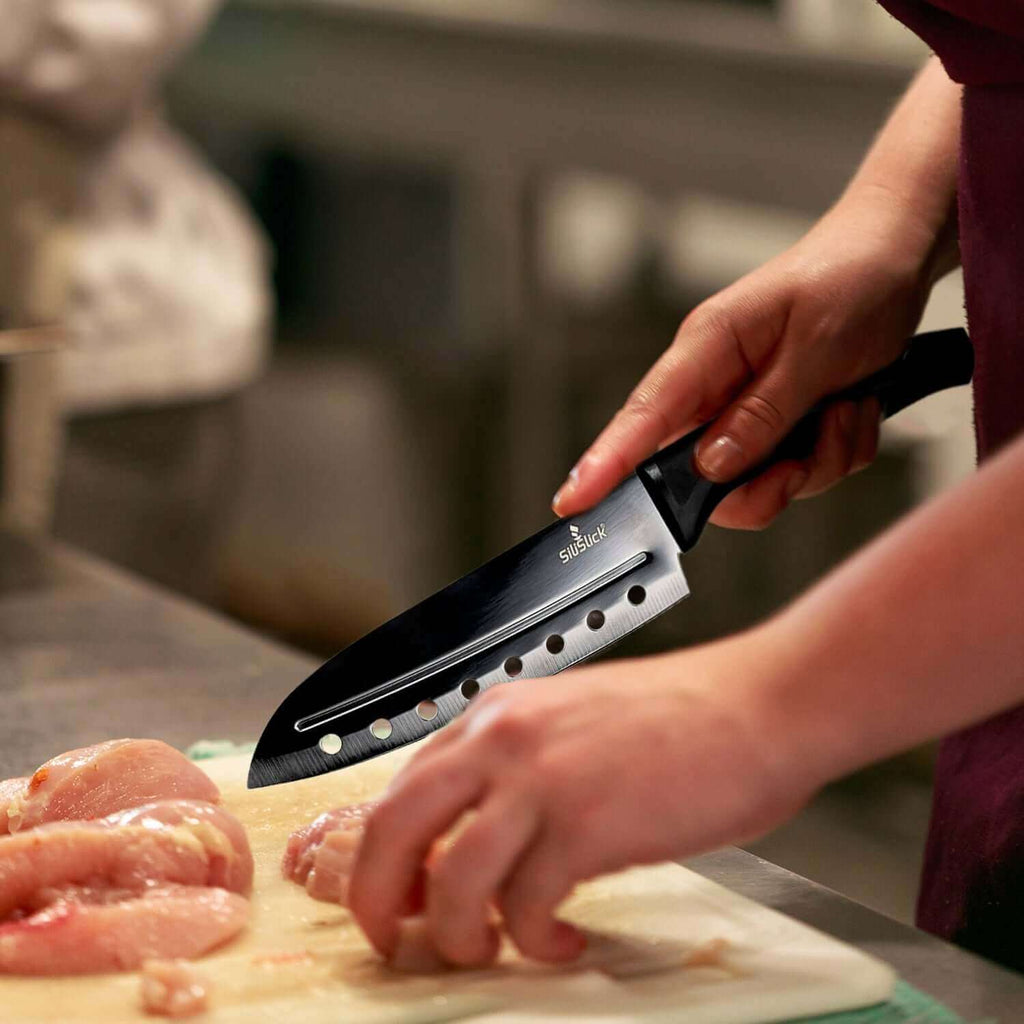 Kitchen Knife Set Kit | Black Magnetic Rack & Sharpener - All - N - 1