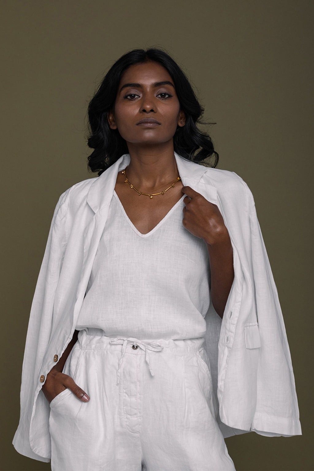 Hemp Three Piece Set in White - All - N - 1