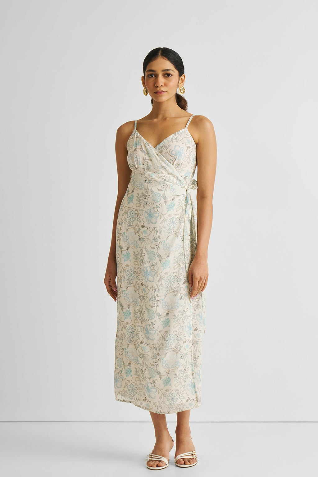 Strappy Wrap Dress in Blue Florals - All - N - 1
