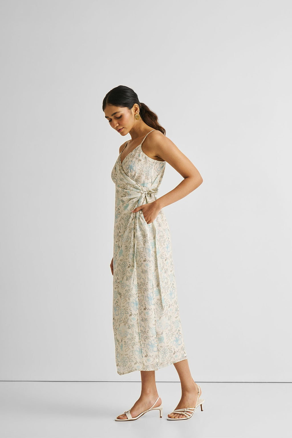 Strappy Wrap Dress in Blue Florals - All - N - 1