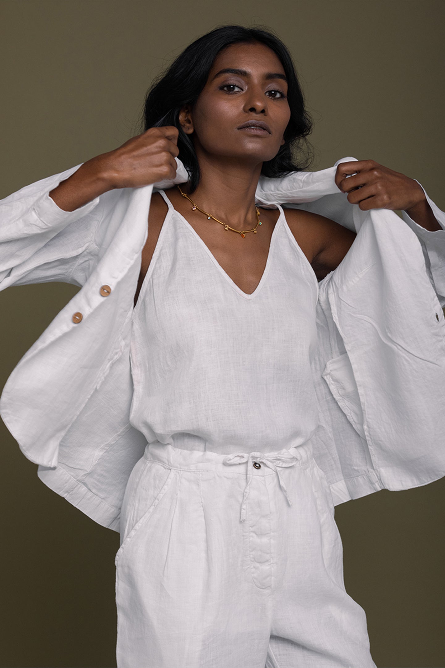 Hemp Three Piece Set in White - All - N - 1