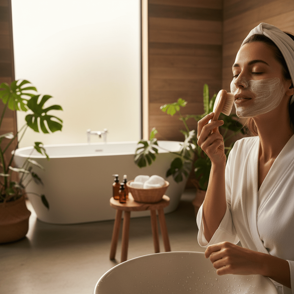 Eco - Friendly Facial Cleansing Brush - Natural Bamboo Handle with Soft Bristles - All - N - 1