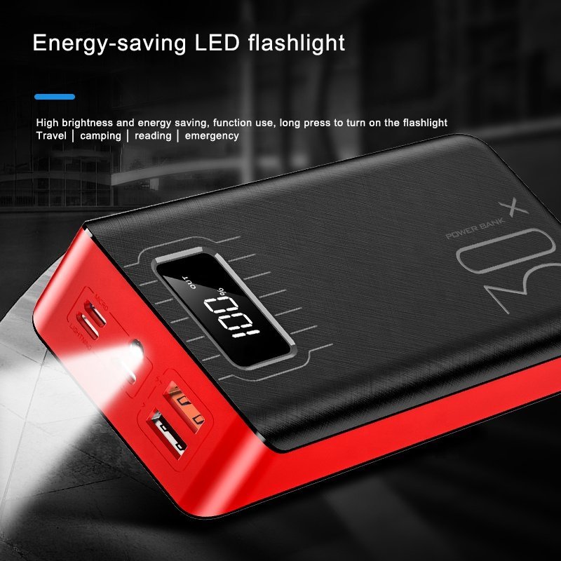 20000mAh External Battery Power Bank Dual USB With LED Flashlight - All - N - 1