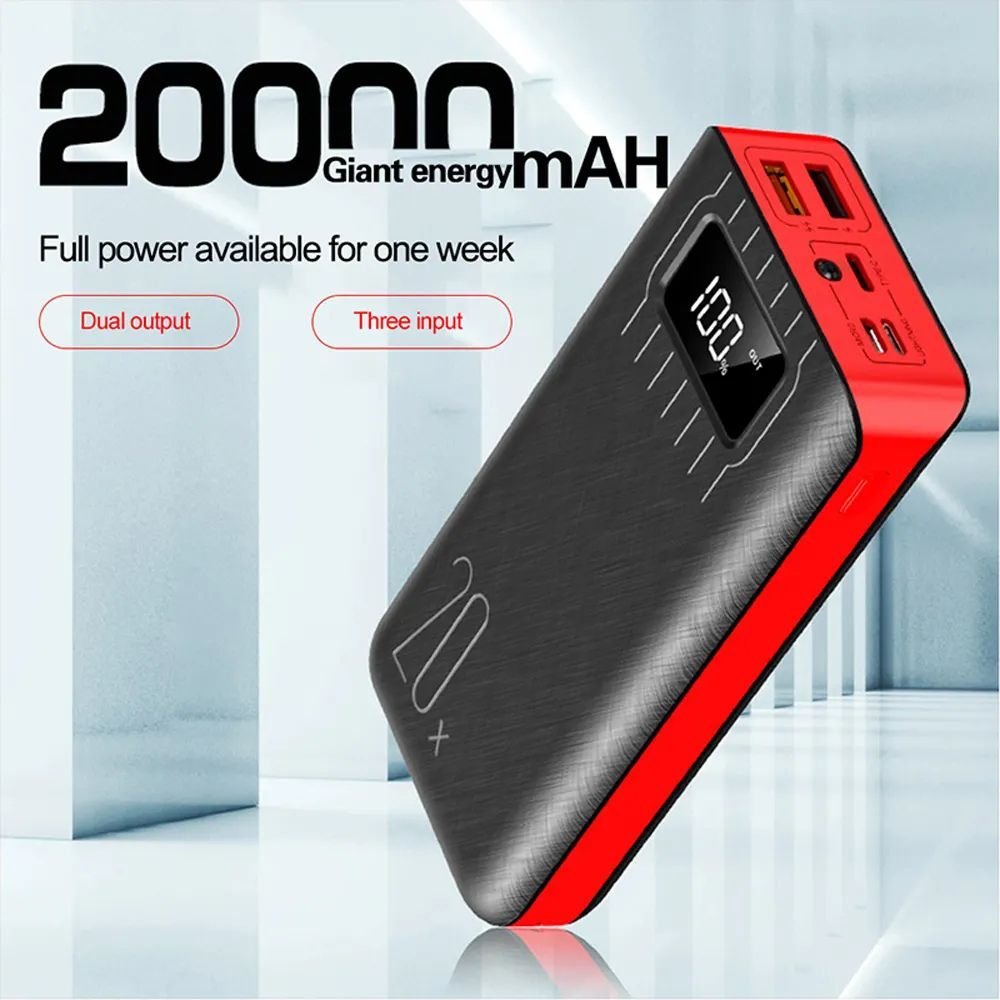 20000mAh External Battery Power Bank Dual USB With LED Flashlight - All - N - 1