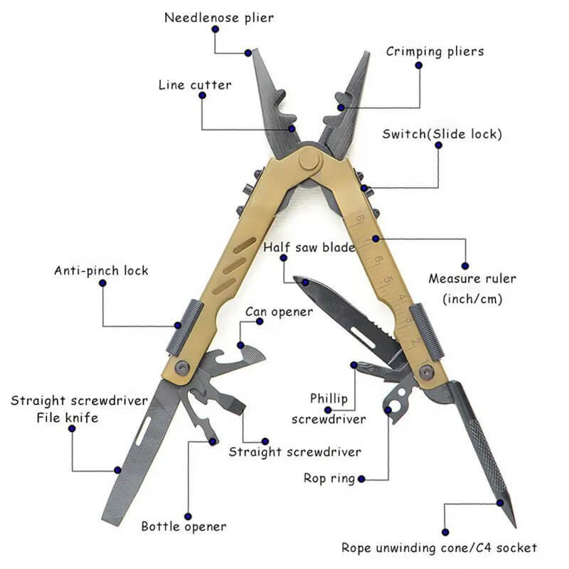 Multitool Multifunctional Stainless steel Pliers For Camping, Hiking and everyday Use - All - N - 1